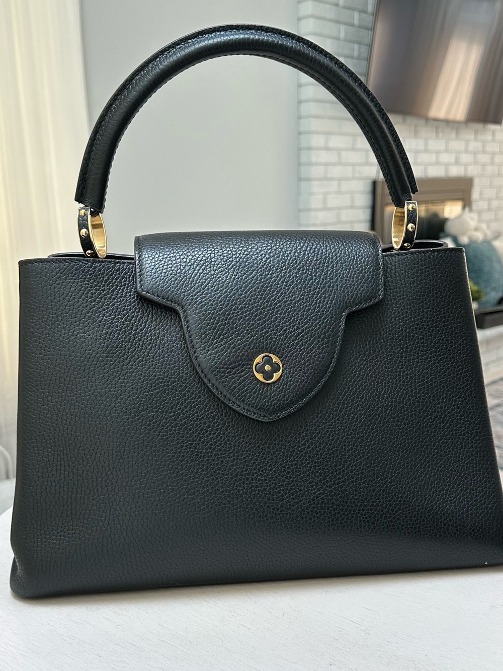 Louis Vuitton Capucines GM Black Taurillon Leather Bag 14.5” × 15”